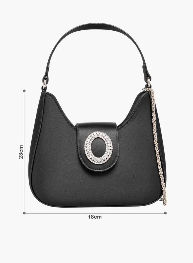 Flora Bella By Shoexpress Textured Shoulder Bag With Embellished Button Closure Ramadan Collections